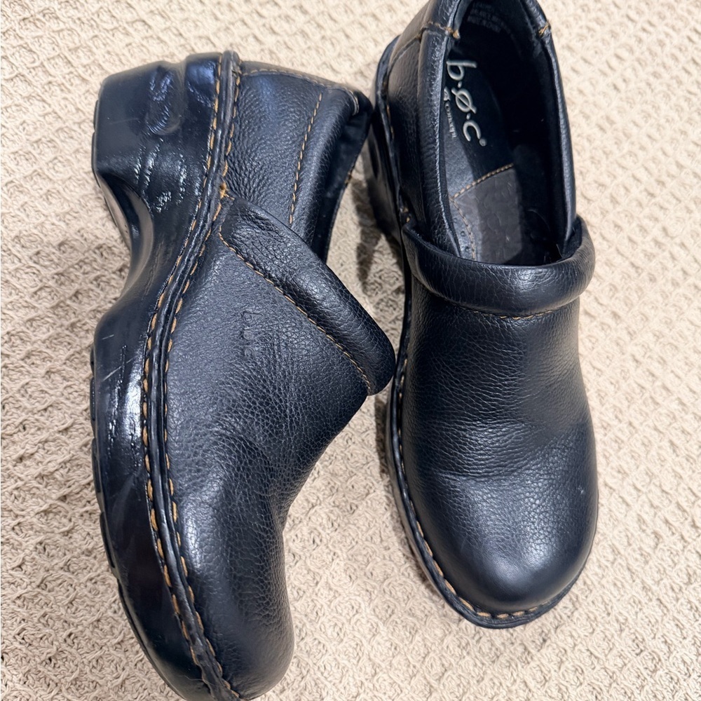 b.o.c. Black Leather Slip-On Shoes